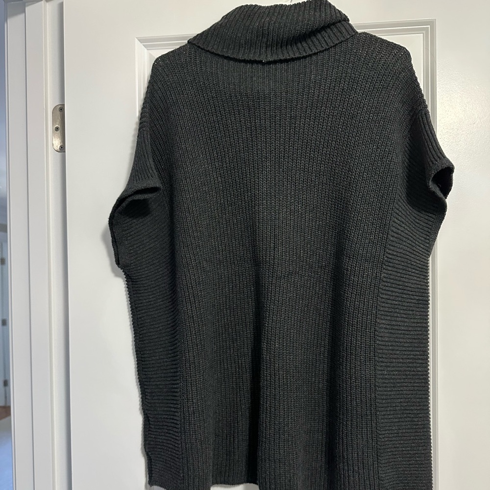 Lilla P Charcoal Turtleneck Poncho sweater